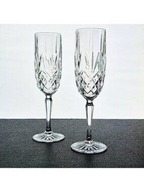Cristal D'Arques Provence Crystal Fluted Champagne Set, Cut Crisscross, France